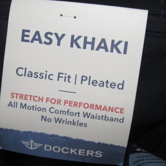 NWT DOCKERS Classic Fit Pleated Easy Khaki Comfort Waistband Navy Pants Size W40 - Picture 9 of 9